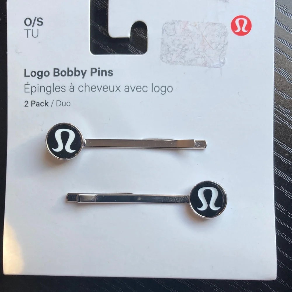 lululemon athletica‎ Black and Silver Logo Bobby Pins